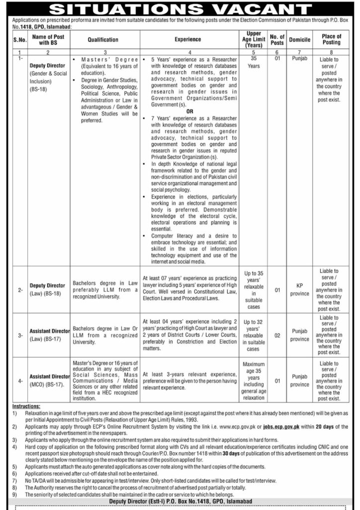 ECP Jobs Accnouncement 2023
