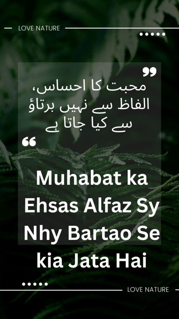 Muhabat ka Ehsas Alfaz Sy Nhy Bartao Se kia Jata Hai - love quotes