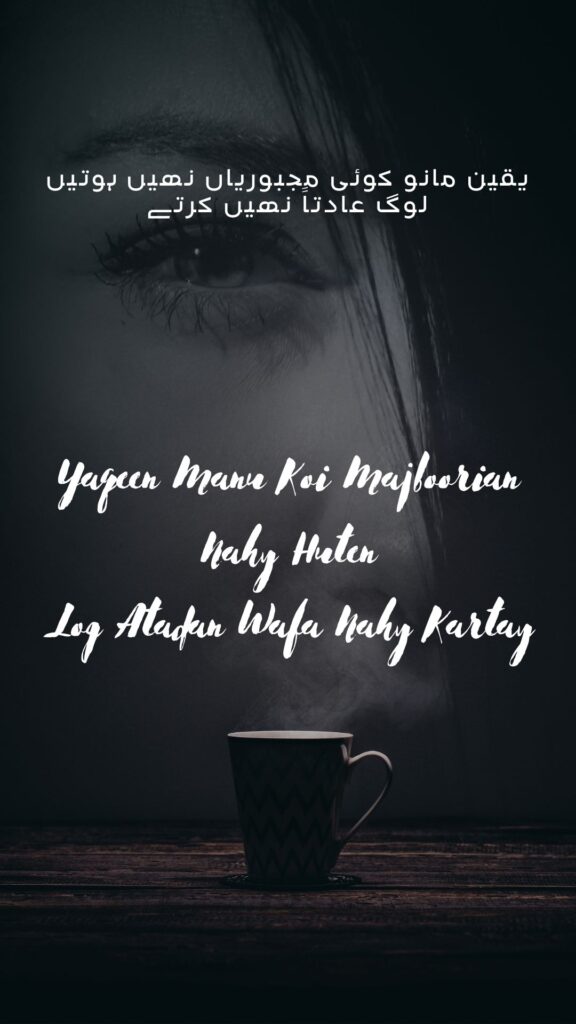 Yaqeen Manu Koi Majboorian Nahy Huten Log Adatan Wafa Nahy Kartay